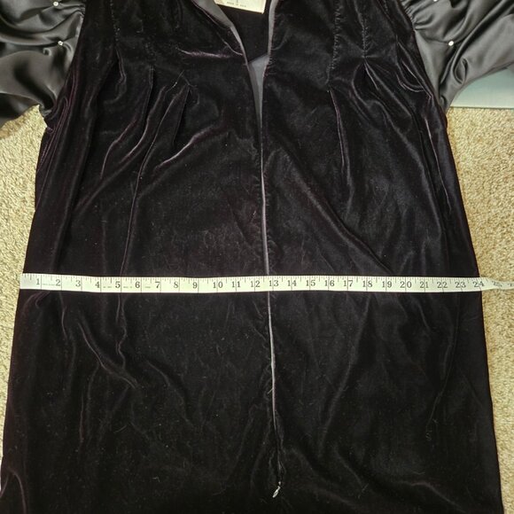 Sz S Late 70s-80s Vintage David Brown for Saks Black Velvet Zipup Gown/Maxi Coat - Picture 11 of 14